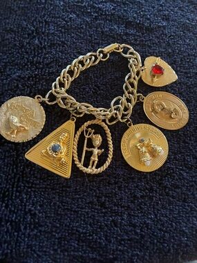 Vintage Love  Gold Charm Bracelet with variety charms